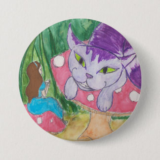 Macaron Rond 7,6 Cm Thé avec le chat Cheshire