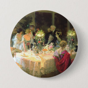 Macaron Rond 7,6 Cm The End Of Dinner 1913 By Jules Alexandre Grun