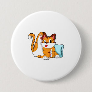 Macaron Rond 7,6 Cm Tiger chat avec Coussin