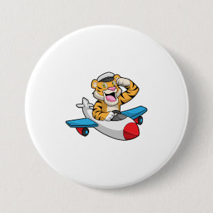 Macaron Rond 7,6 Cm Tiger comme pilote dans l'avion