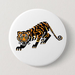 Macaron Rond 7,6 Cm TIGER cool - Animaux en voie de disparition - Faun