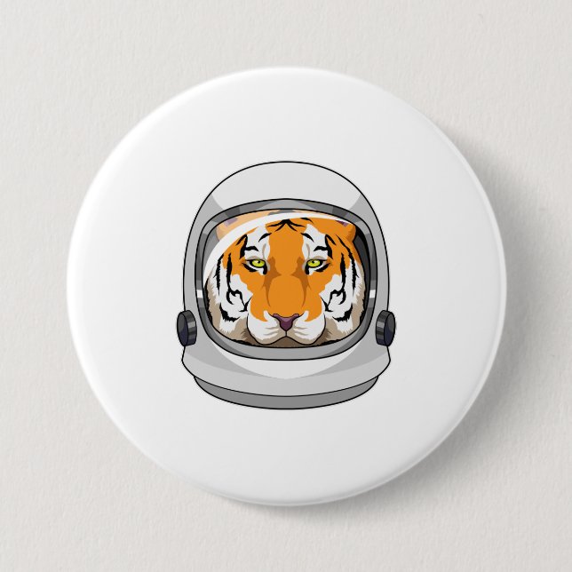 Macaron Rond 7,6 Cm Tiger en astronaute avec casque (Devant)