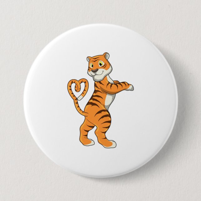 Macaron Rond 7,6 Cm Tigre avec coeur (Devant)