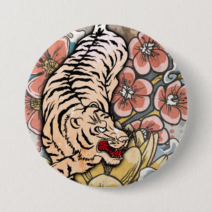 Macaron Rond 7,6 Cm Tigre blanc