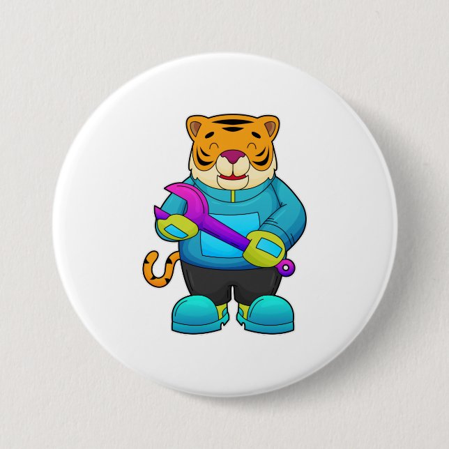 Macaron Rond 7,6 Cm Tigre comme mécanique avec clé (Devant)