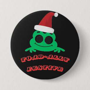 Macaron Rond 7,6 Cm Toad-ally Festive Grenouille de Noël _ Déco de Fêt