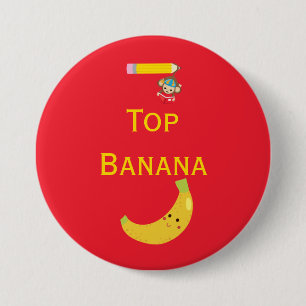 Macaron Rond 7,6 Cm Top Banana with Hanging Monkey Award Ruban