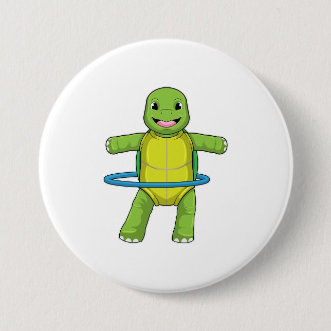 Macaron Rond 7,6 Cm Tortue à Fitness avec pneus Fitness (Devant)