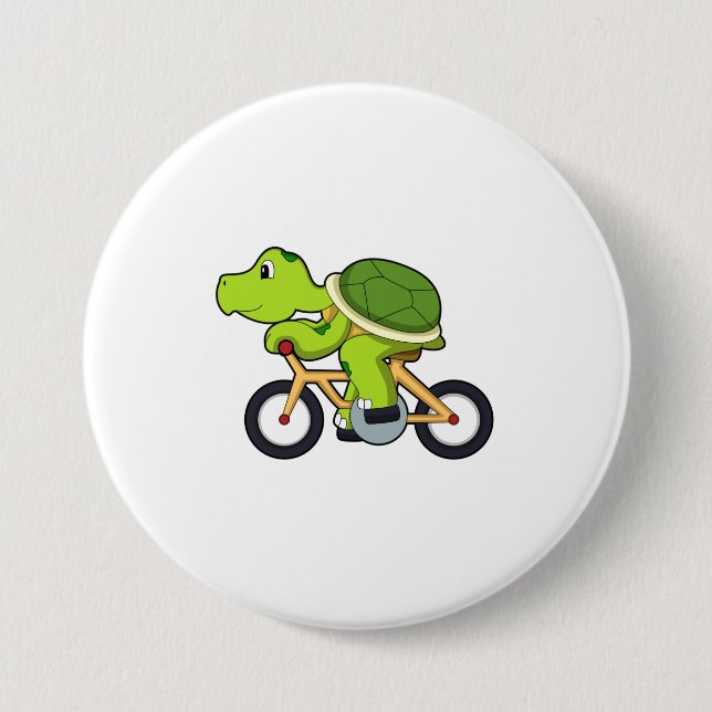Macaron Rond 7,6 Cm Tortue avec vélo.PNG (Devant)