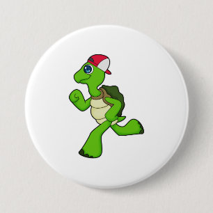 Macaron Rond 7,6 Cm Tortue comme coureur avec Casquette