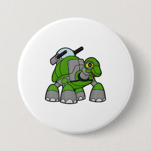 Macaron Rond 7,6 Cm Tortue comme robot avec canons