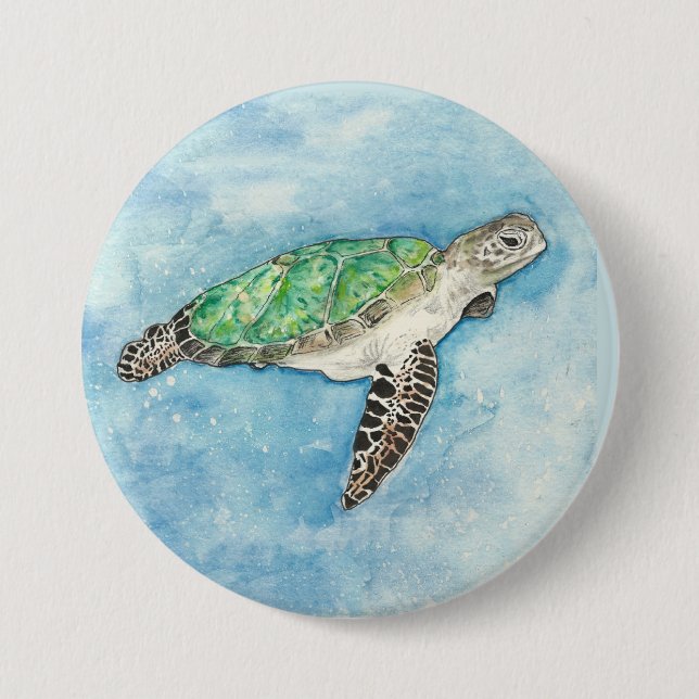 Macaron Rond 7,6 Cm Tortue de mer (Devant)