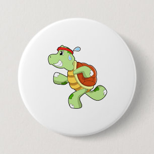 Macaron Rond 7,6 Cm Tortue en tant que coureur