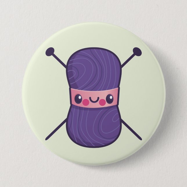 Macaron Rond 7,6 Cm tout que nous tricotons est amour (Devant)