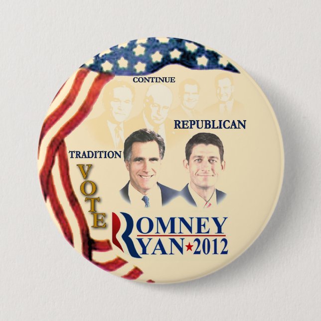 Macaron Rond 7,6 Cm Tradition de GOP : Romney Ryan (Devant)