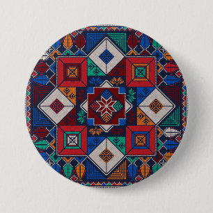 Macaron Rond 7,6 Cm Traditionnel Palestine Broderie tatreez coloré