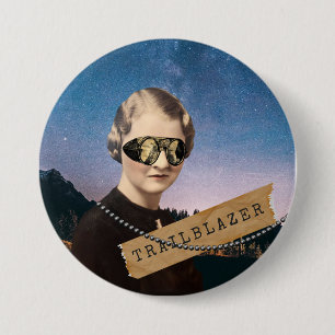 Macaron Rond 7,6 Cm Trailblazer vintage femme Night Sky Pop Art