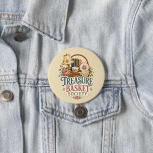 Macaron Rond 7,6 Cm Trésor Corbeille Société Cottagecore