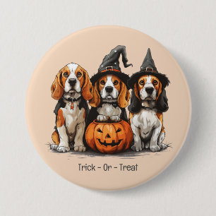 Macaron Rond 7,6 Cm Trick Ou Treat Halloween Chiens Beagles