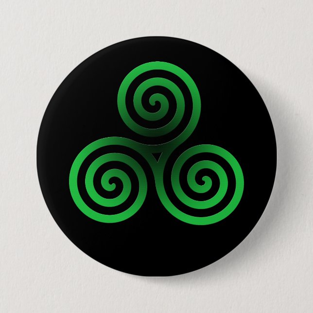 Macaron Rond 7,6 Cm Triskele céleste vert (Devant)