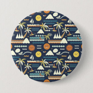Macaron Rond 7,6 Cm Tropical Beach Fun Pattern
