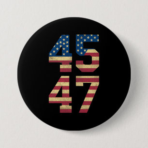 Macaron Rond 7,6 Cm Trump 2024 45 47 Drapeau Américain Vintage Rétro 4