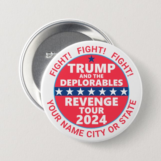 Macaron Rond 7,6 Cm Trump 2024 Revenge Tour Déplorables LUTTE (Devant & derrière)