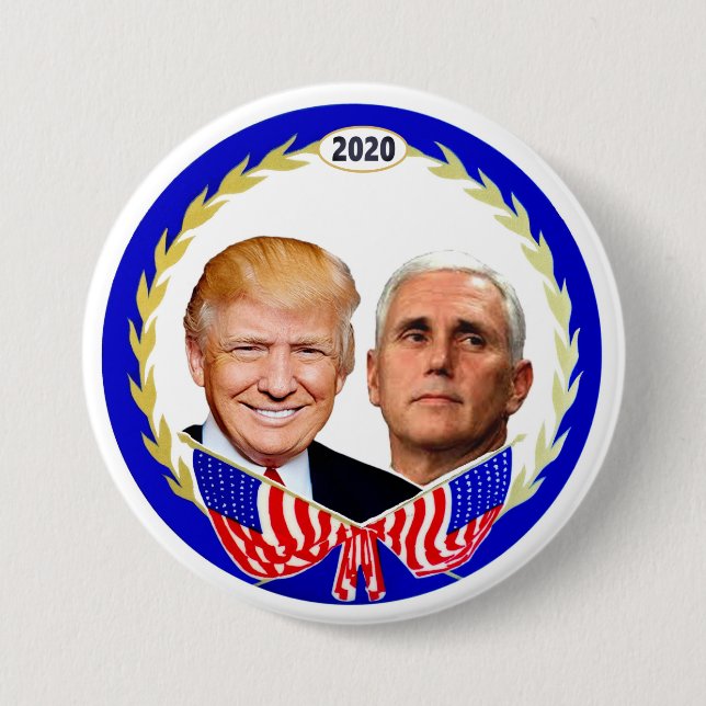 Macaron Rond 7,6 Cm Trump Pence 2020 (Devant)