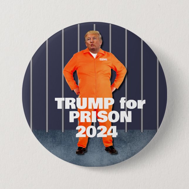 Macaron Rond 7,6 Cm Trump pour la prison 2024 (Devant)