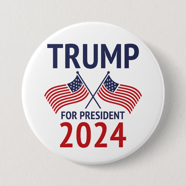 Macaron Rond 7,6 Cm Trump pour le président 2024 (Devant)