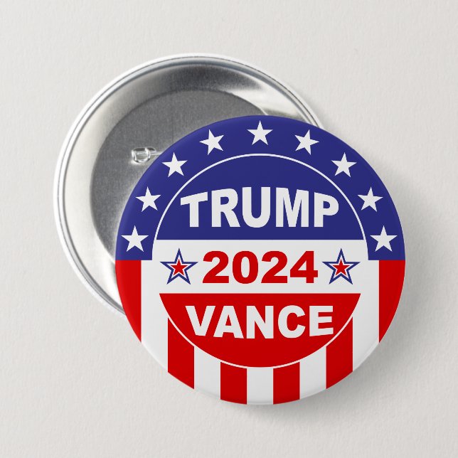 MACARON ROND 7,6 CM TRUMP VANCE 2024 (Devant & derrière)
