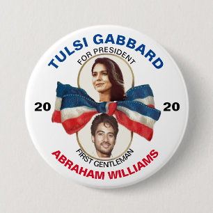 Macaron Rond 7,6 Cm Tulsi Gabbard et Abraham Williams 2020