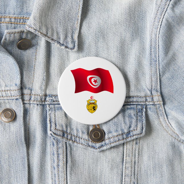 Macaron Rond 7,6 Cm Tunisie Drapeau et armoiries patriotique tunisienn (Créateur téléchargé)