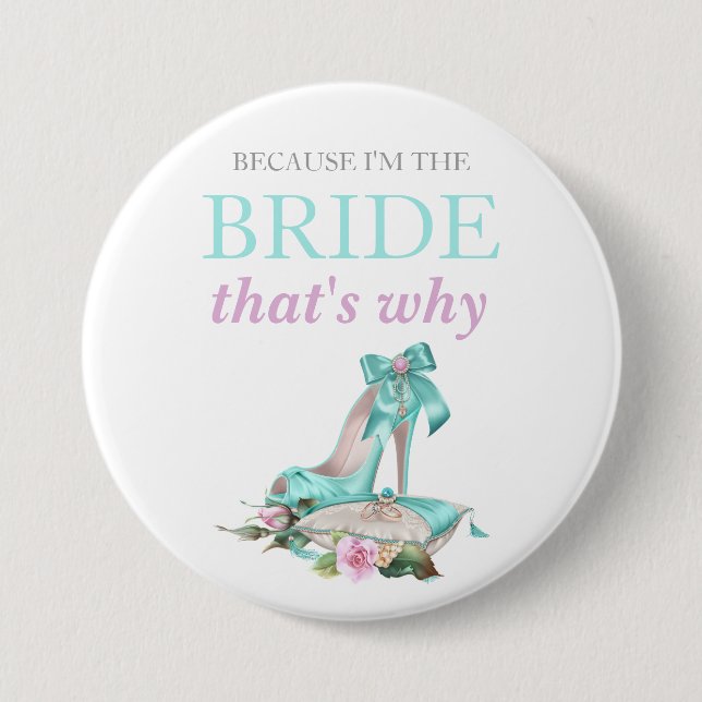 Macaron Rond 7,6 Cm Turquoise rose Bride Stiletto Rose Satin Coussin (Devant)