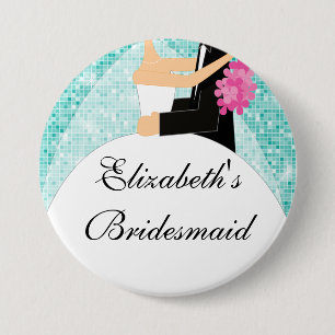 Macaron Rond 7,6 Cm Turquoise scintillante du bouton de demoiselle
