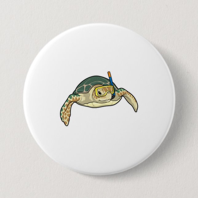 Macaron Rond 7,6 Cm Turtle Diver Snorkel (Devant)
