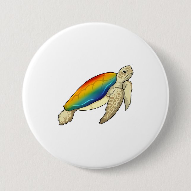 Macaron Rond 7,6 Cm Turtle Rainbow (Devant)