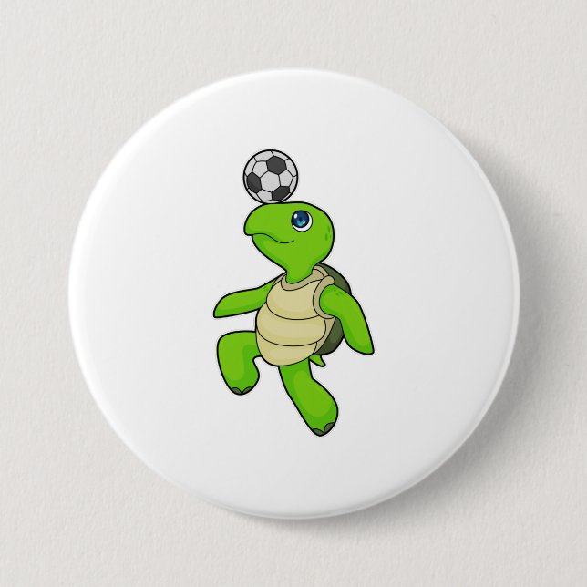 Macaron Rond 7,6 Cm Turtle Soccer joueur (Devant)
