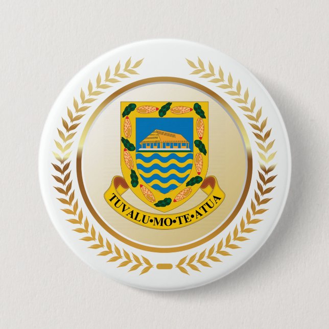 Macaron Rond 7,6 Cm Tuvalu Armoiries (Devant)