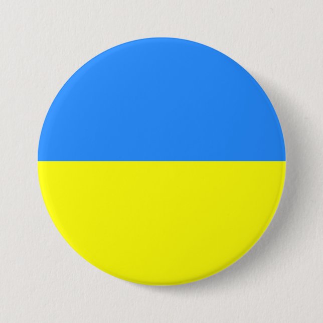 Macaron Rond 7,6 Cm Ukraine, couleurs du drapeau ukrainien (Devant)
