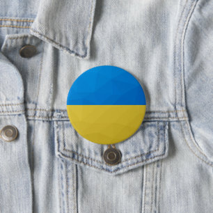 Macaron Rond 7,6 Cm Ukraine drapeau bleu jaune motif maillage géométri