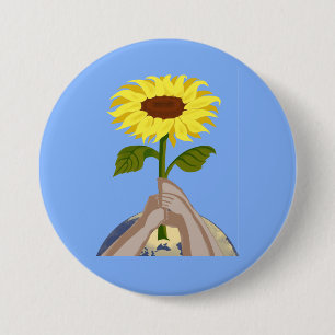 Macaron Rond 7,6 Cm Ukraine "jaune bleu" tournesol de la paix coloré