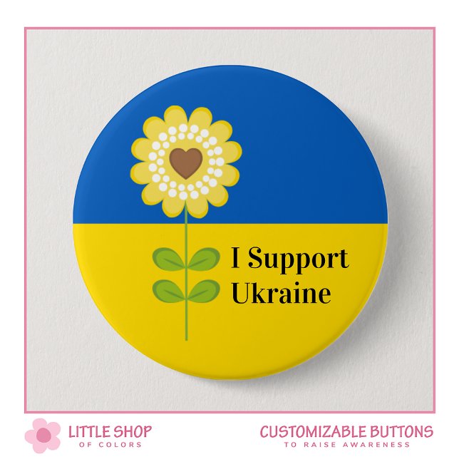 Macaron Rond 7,6 Cm Ukraine personnalisable Soutien Tournesol (Créateur téléchargé)