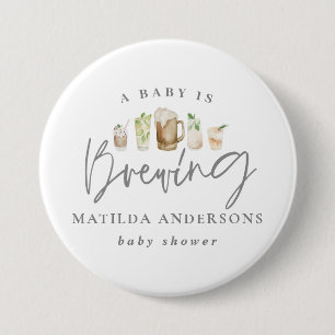 Macaron Rond 7,6 Cm Un bébé brasse du baby shower de bière aquarelle