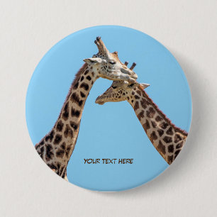 Macaron Rond 7,6 Cm Un couple de girafe face au ciel bleu