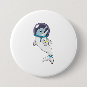 Macaron Rond 7,6 Cm Un dauphin en tant qu'astronaute en costume