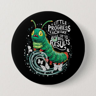 Macaron Rond 7,6 Cm Un petit progrès chaque jour Hungry Caterpillar