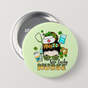 Macaron Rond 7,6 Cm Une infirmière chanceuse St. Patrick's