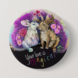 Macaron Rond 7,6 Cm Unibunny Bisses Jackalope Amour magique