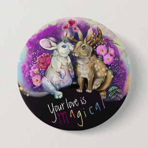 Macaron Rond 7,6 Cm Unibunny Bisses Jackalope Amour magique